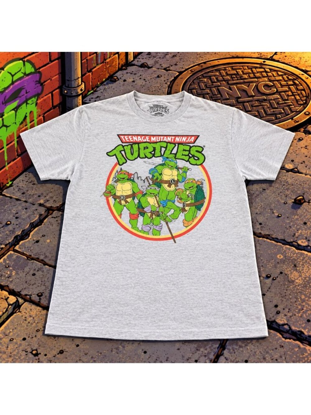 Teenage Mutant Ninja Turtles Mens Graphic Tee Nickelodeon Gray Short Sleeve M
